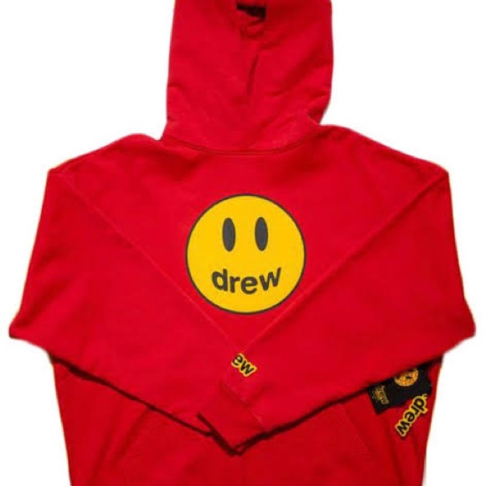 Red Drew Hoodie with Smiley Face